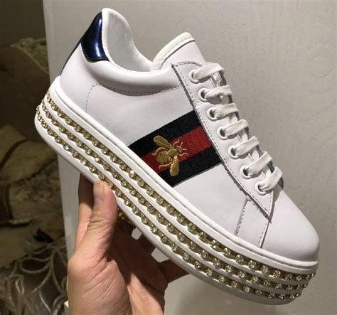 gucci mens crystal sneakers|Gucci platform sneakers with crystals.